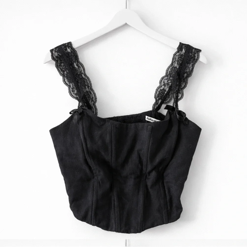 Reformation Black Lace Trim Tank Top - Picture 1 of 2